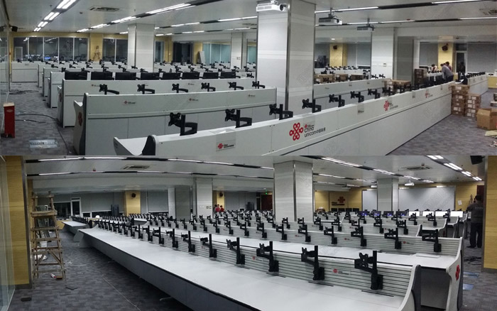 中國(guó)聯(lián)通河北省公司監(jiān)控指揮中心操作臺(tái)效果圖片