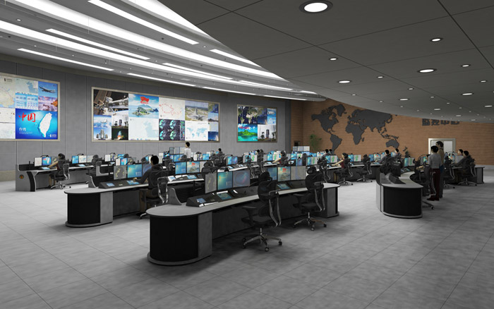 某公安局指揮中心指揮臺(tái)效果圖片