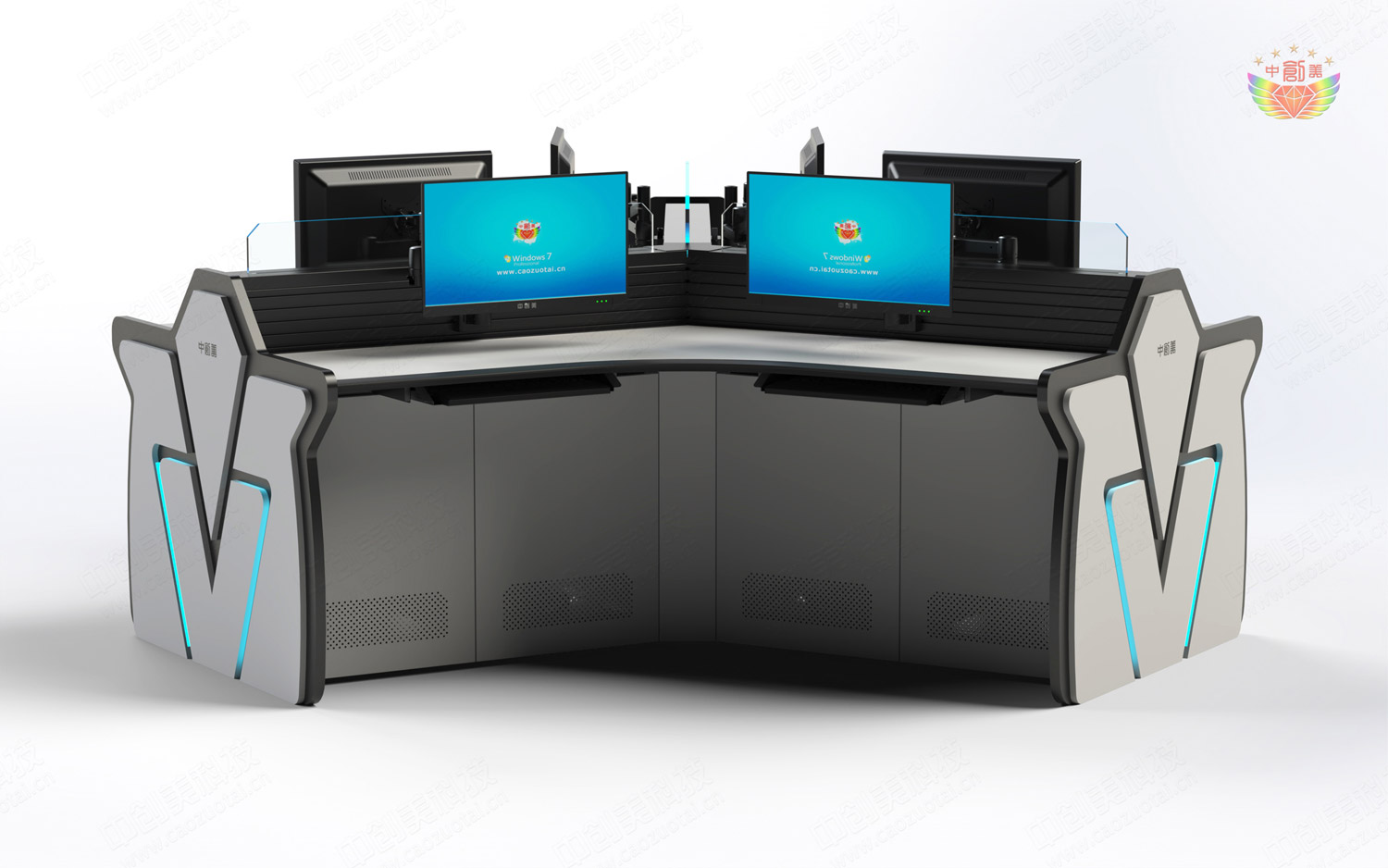 作戰(zhàn)指揮中心操作臺效果圖